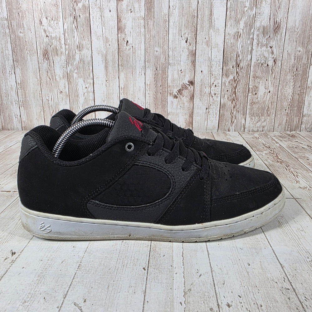 es Accel Slim Mens Skate Shoes Black White Red Size 10 Low Top Sneakers